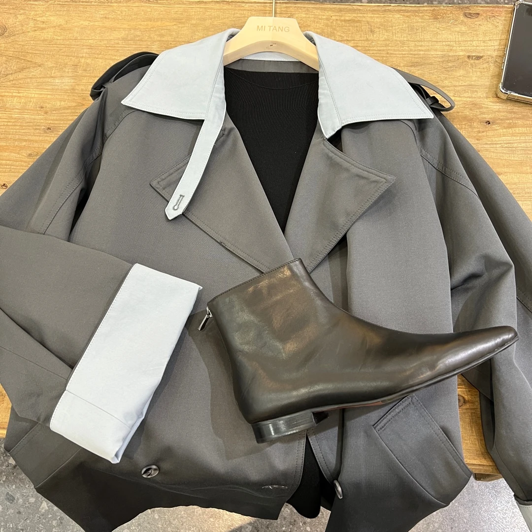 25059大翻领中长款休闲风衣