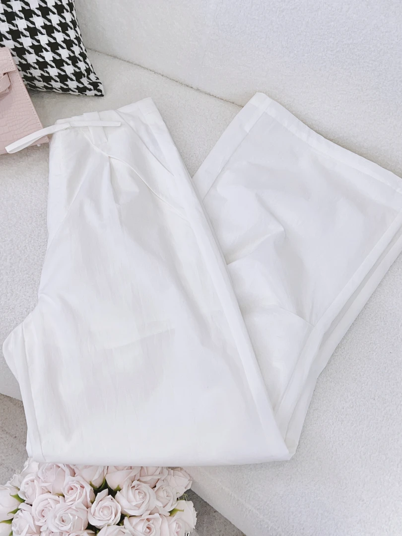 琳心丨春季新款百搭休闲白色直筒工装裤 DD5197