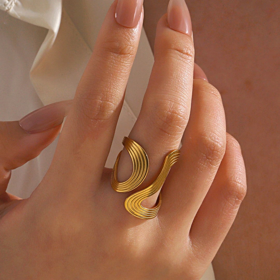 钛钢戒指 【T811】太钢螺纹时尚开口戒指