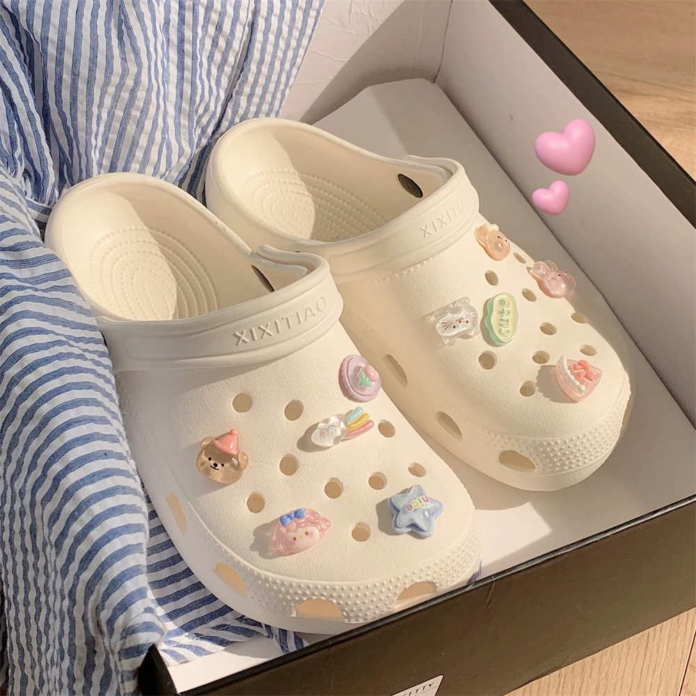 细细条 趣味卡通洞洞鞋少女心包头凉拖鞋夏休闲ins风百搭防滑女士
