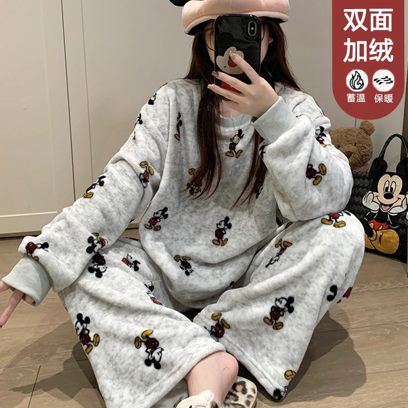 【星】秋冬加厚米奇套头可爱睡衣女可外穿家居服套装1053