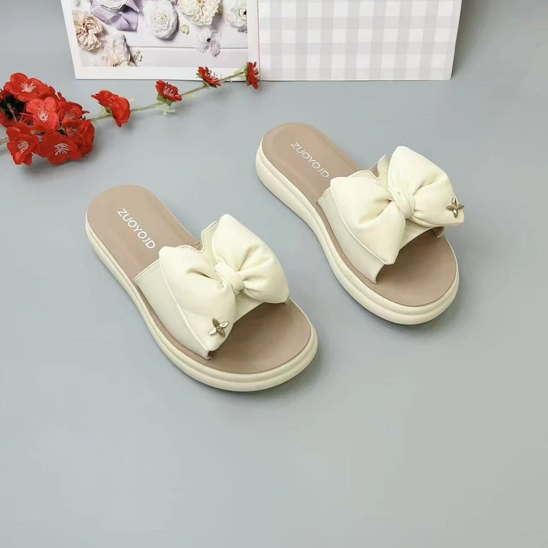 83216  夏季新款蝴蝶结软底防滑凉拖鞋