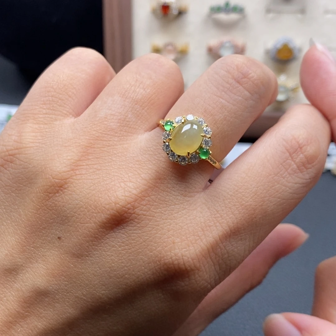 翡翠银S925镶嵌戒指