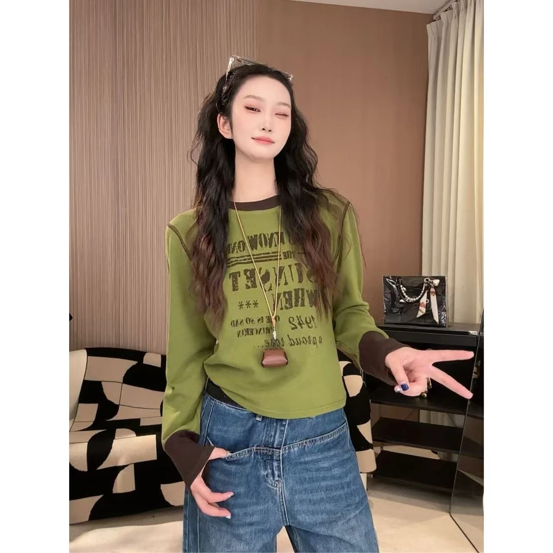 ANGEL HUE-秋冬现货48「抹茶榛果」松弛感磨毛薄绒内搭打底长袖2050