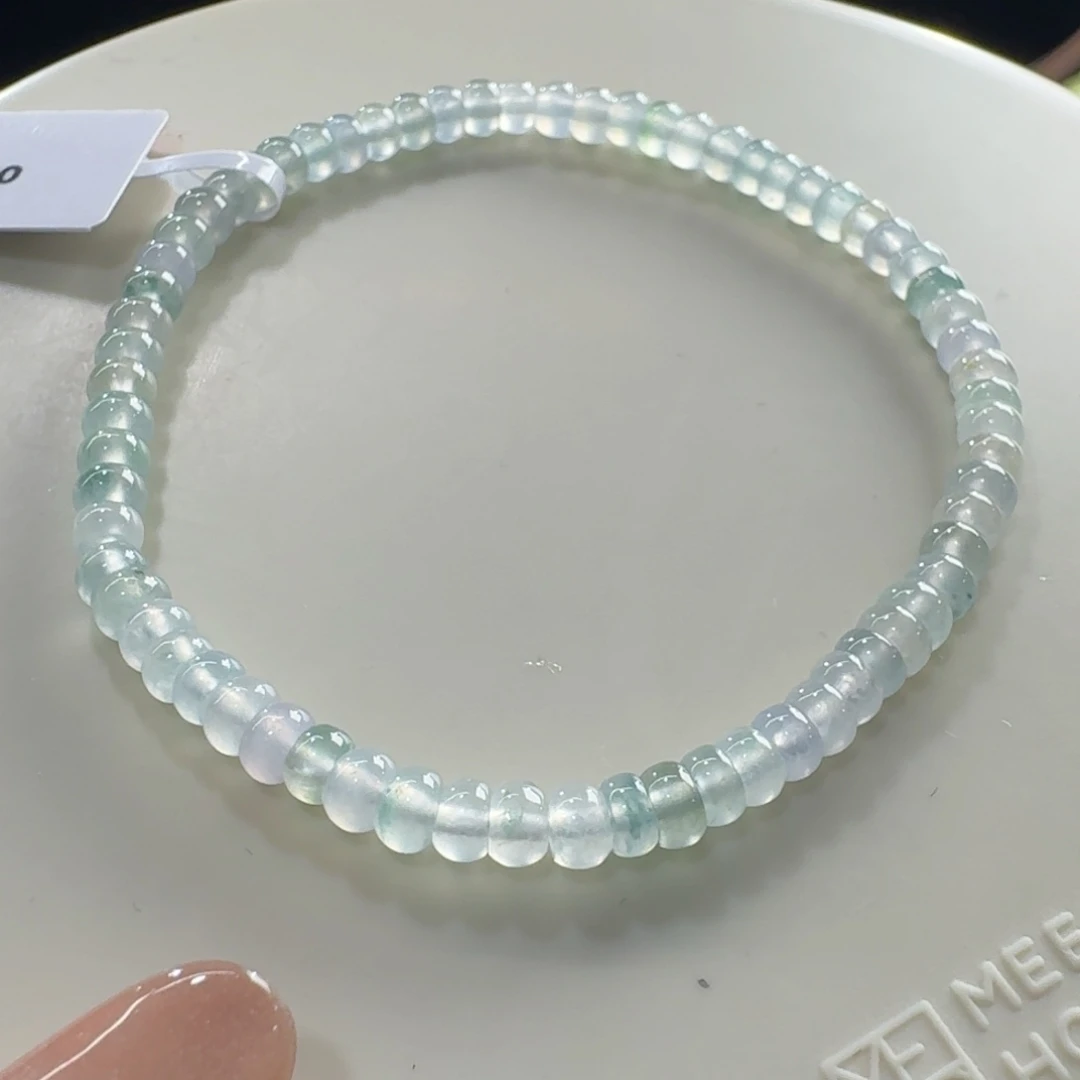 未镶嵌手链翡翠高冰幻彩算盘单圈卡4.2mm