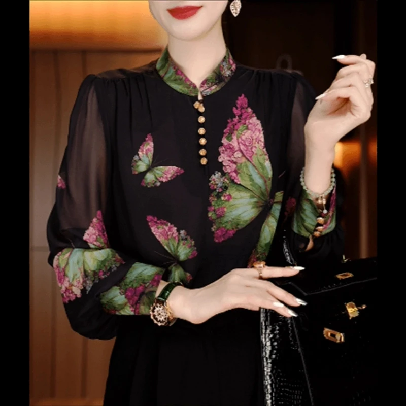 新款高端印花女显瘦显白百搭减龄气质时尚套头上衣