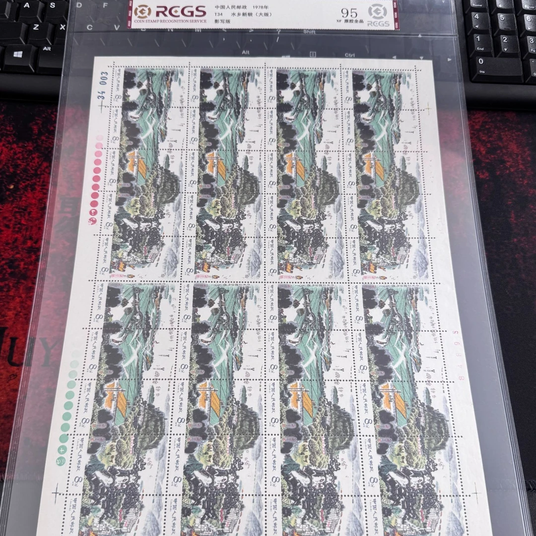 T34 邮票 水乡新貌大版邮票 中钱95分原胶全品