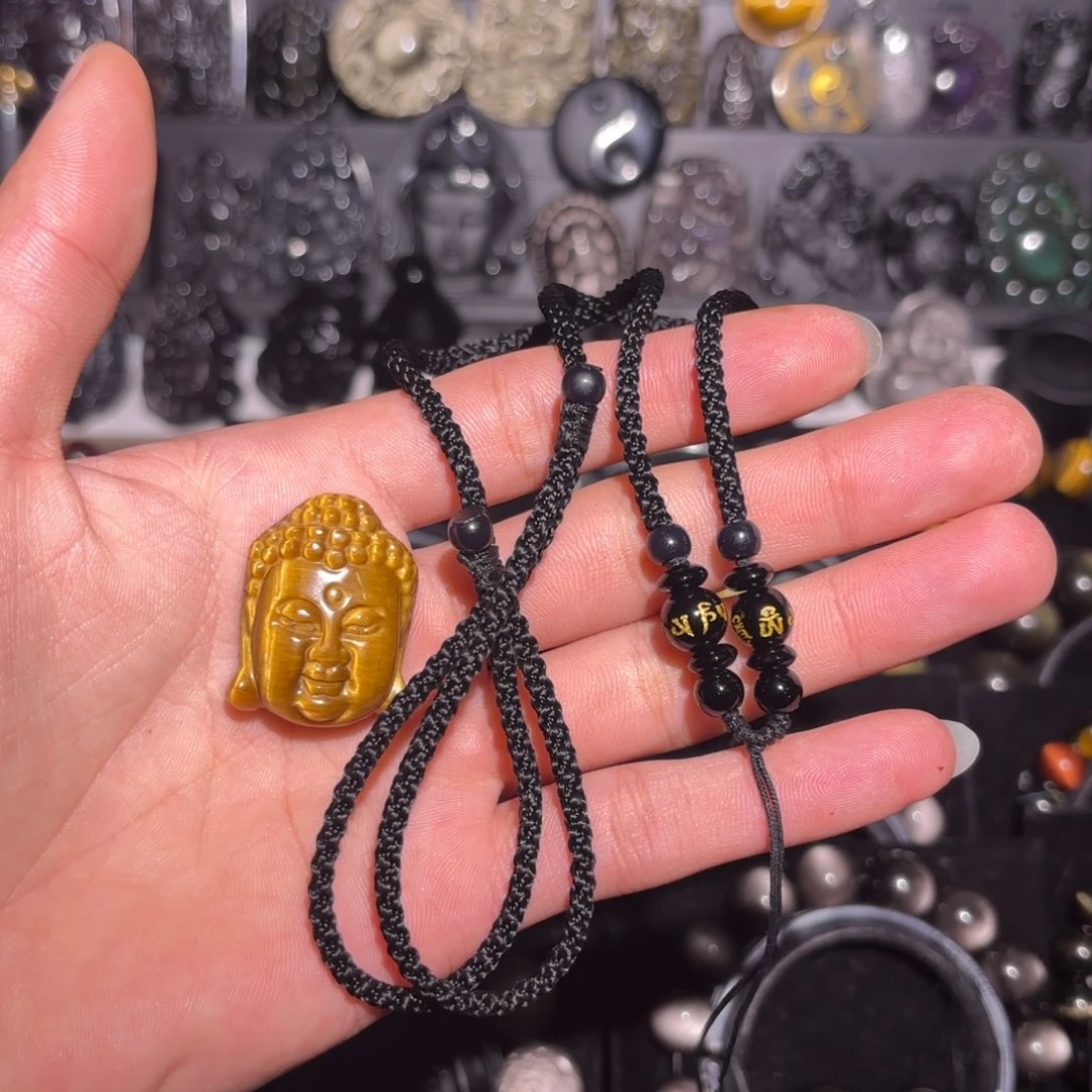 木变石未镶嵌颈饰黄虎眼佛头吊坠