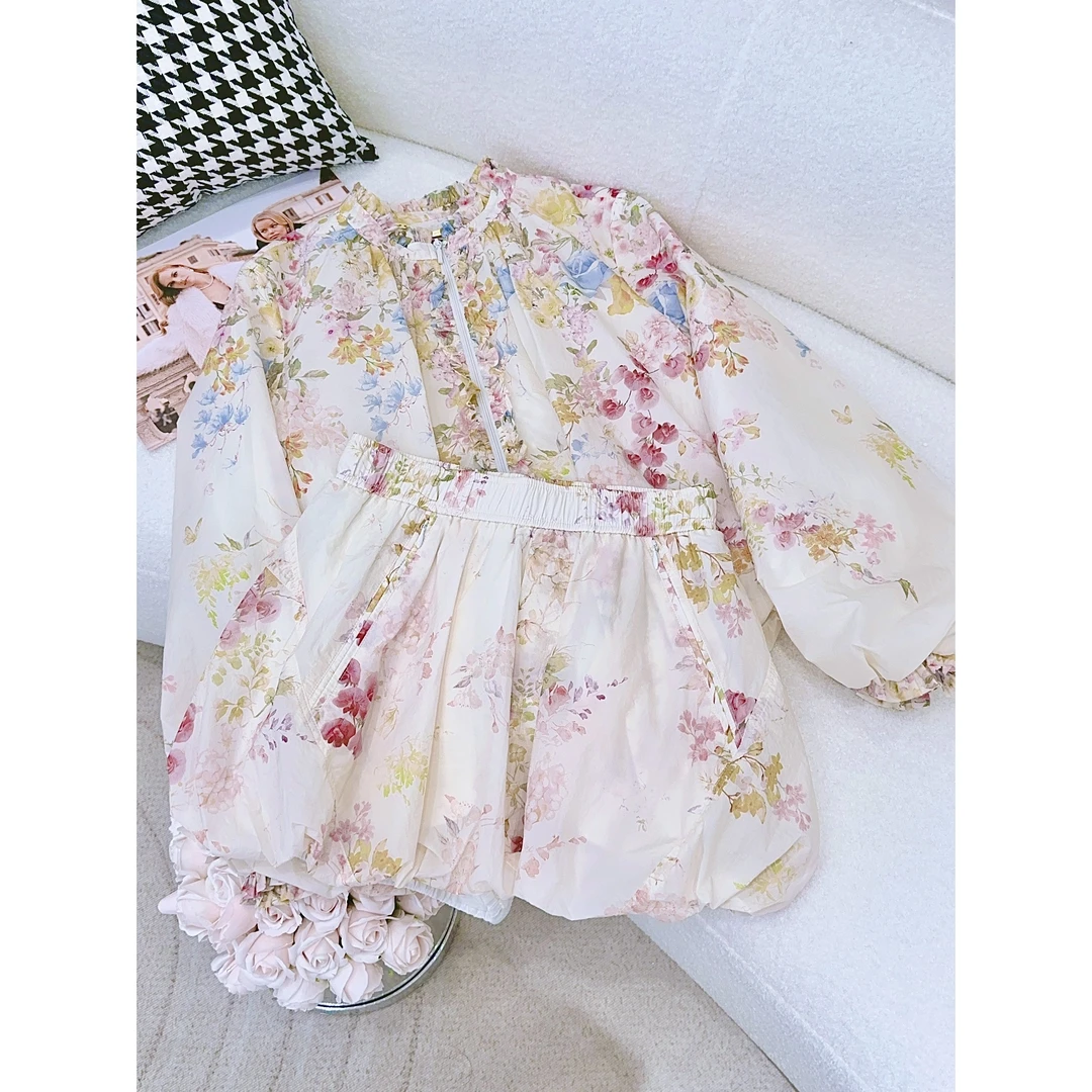 丨春季新款通勤休闲白色桃花套装 2742