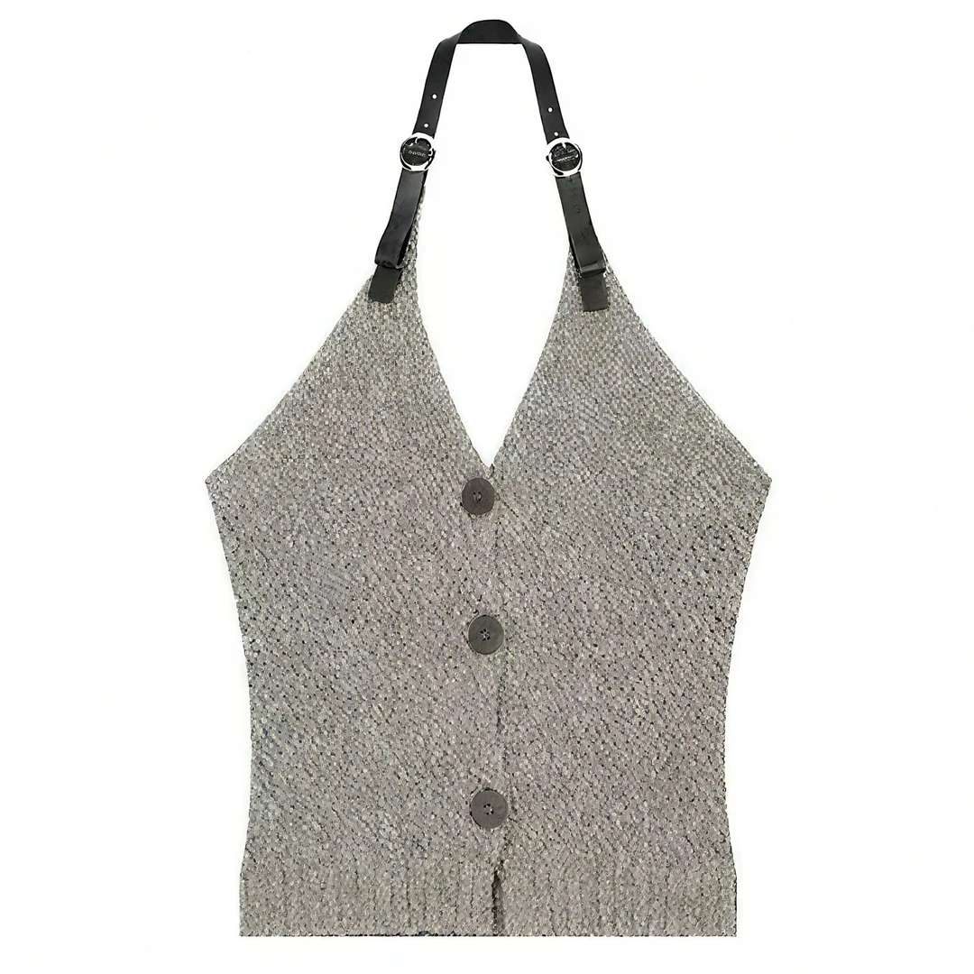 Yyynn Babies时髦辣妹可调节背心挂脖皮带露背针织吊带