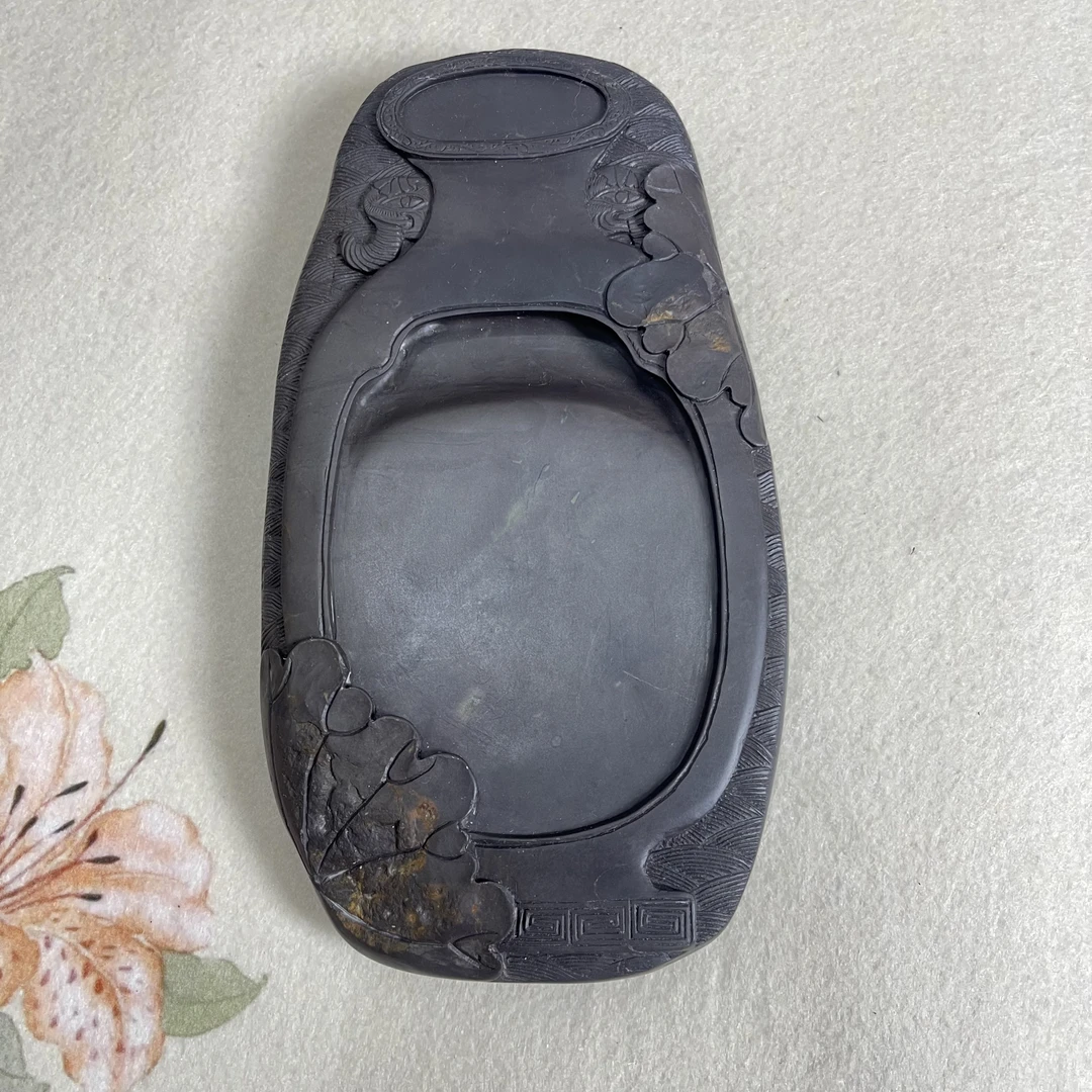 肇庆市端州区端砚《太平有象》花瓶砚坑仔端砚研磨绘画收藏送礼