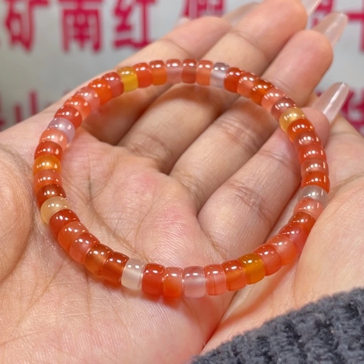 南红玛瑙原矿南红杨柳多宝卡6直切手串未镶嵌