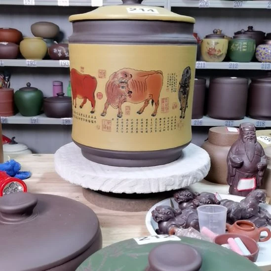 茶叶罐紫砂宝塔五牛图214