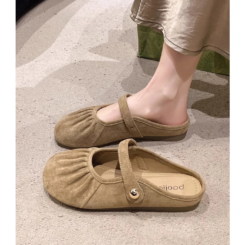 平底包头半拖鞋女外穿2025新款春夏季软底凉拖鞋玛丽珍勃肯鞋半拖