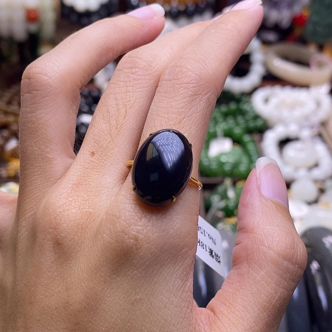 颈饰未镶嵌和田玉烟紫金镶帝王紫蛋面戒指