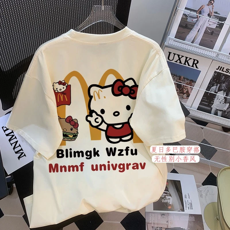 HelloKitty女童纯棉短袖T恤夏季2025新款女大童卡通洋气时髦上衣