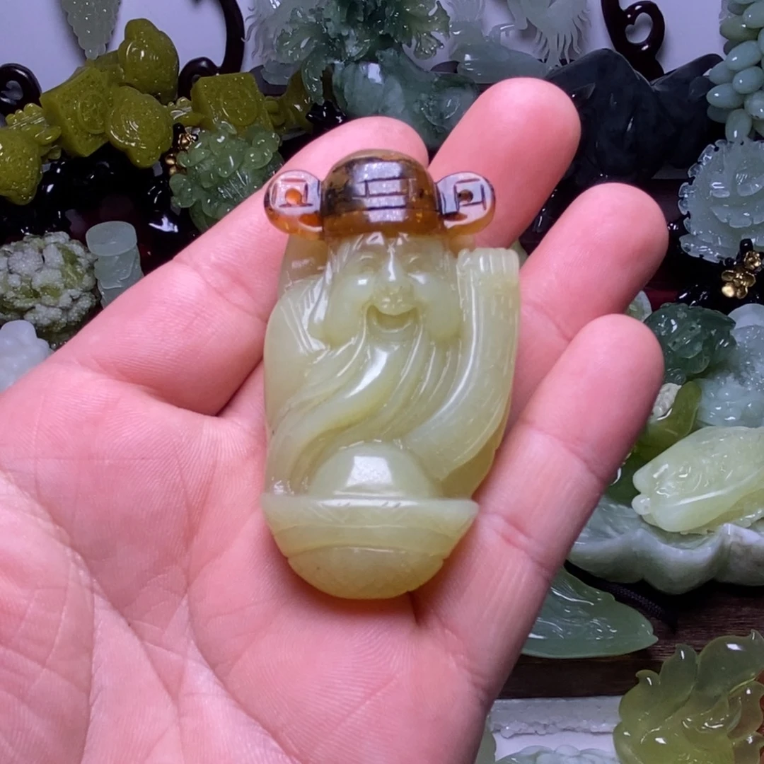 岫玉未镶嵌财神把件
