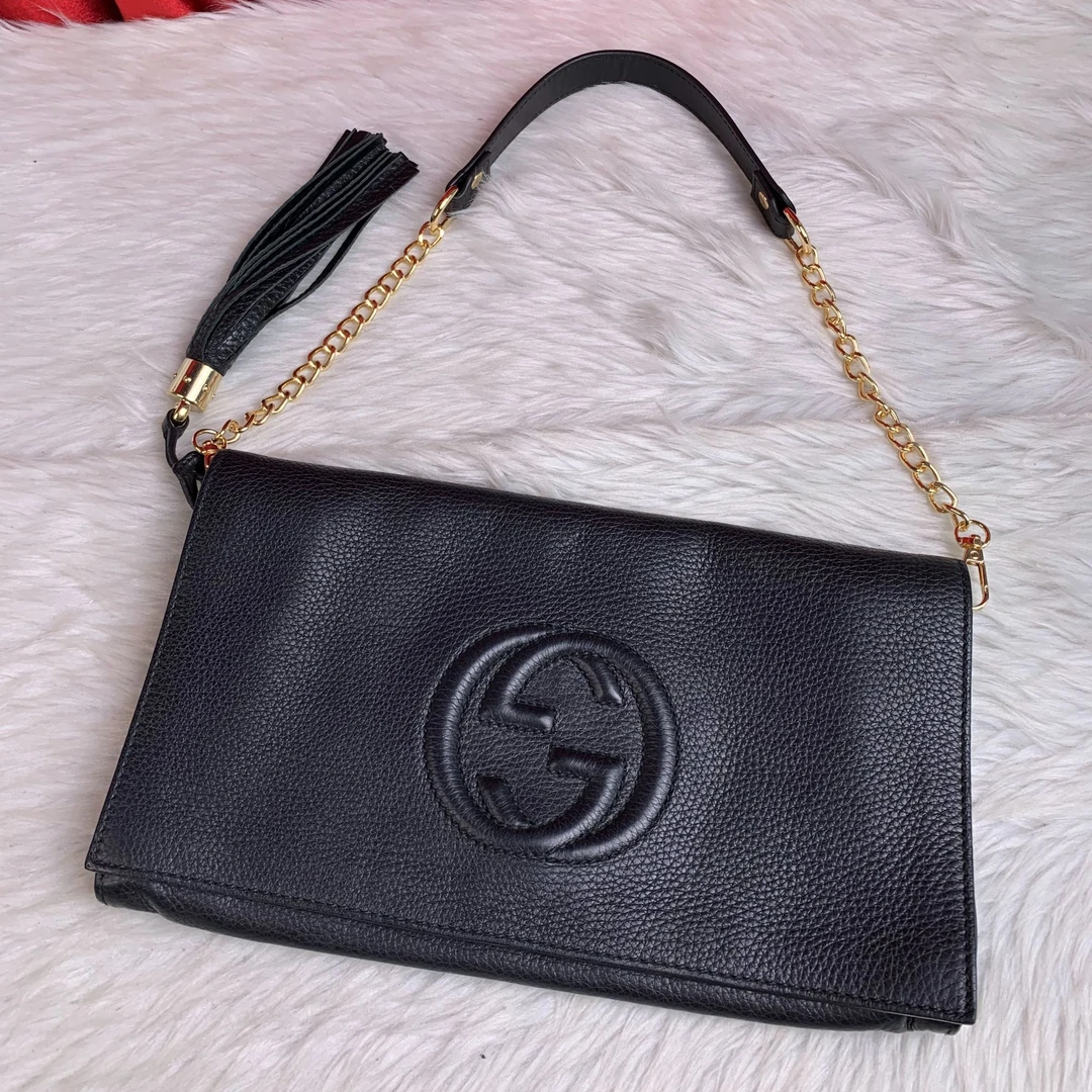 95新 GUCCI/古驰 黑色信封包/THYW04918044/8044