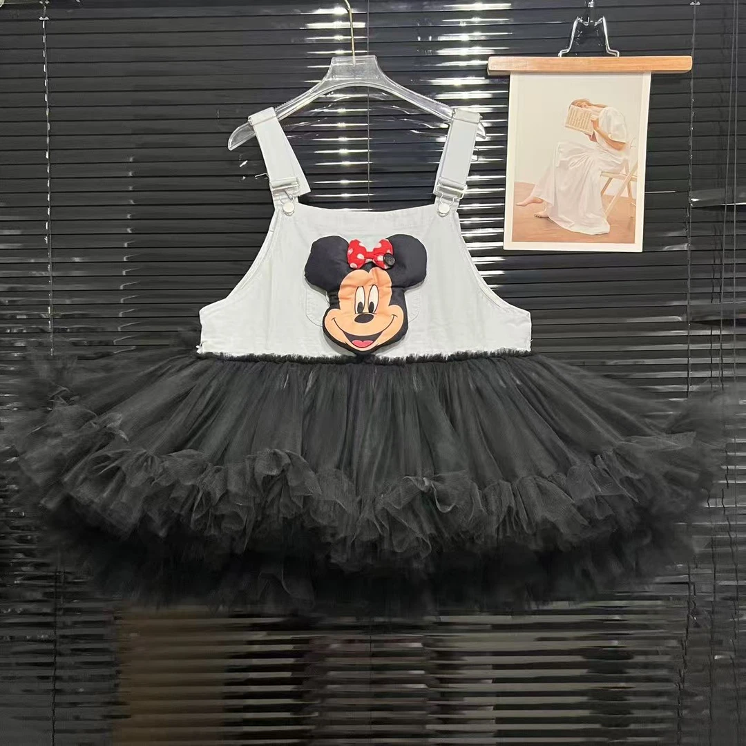 5483珍珍优搭设计师款重工背带米奇拼接网纱名媛轻奢风网红炸街