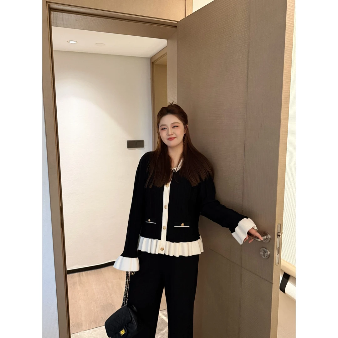 楠序【梦境独白】源子微胖女装 2025年秋装新休闲减龄针织衫YZ37298