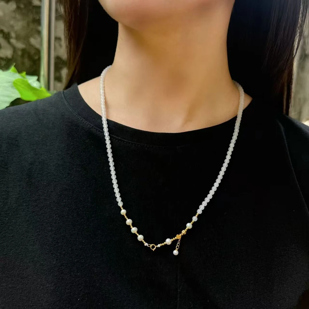 【老掌柜】18K天然和田玉白玉项链/ACX071910