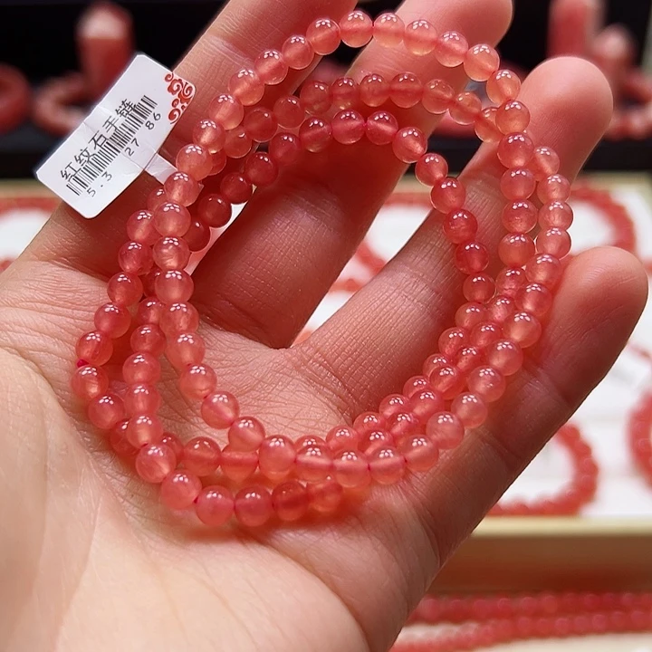 菱锰矿（红纹石）手串多圈未镶嵌