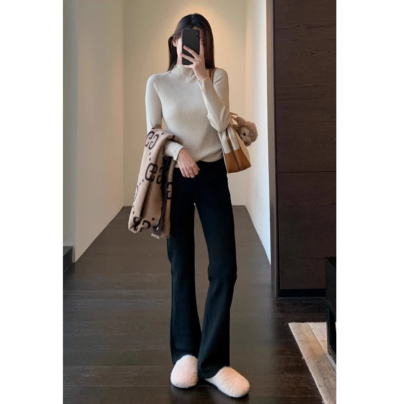 微喇牛仔裤女2025早春秋弹力修身高腰修身九分法式显瘦微喇裤