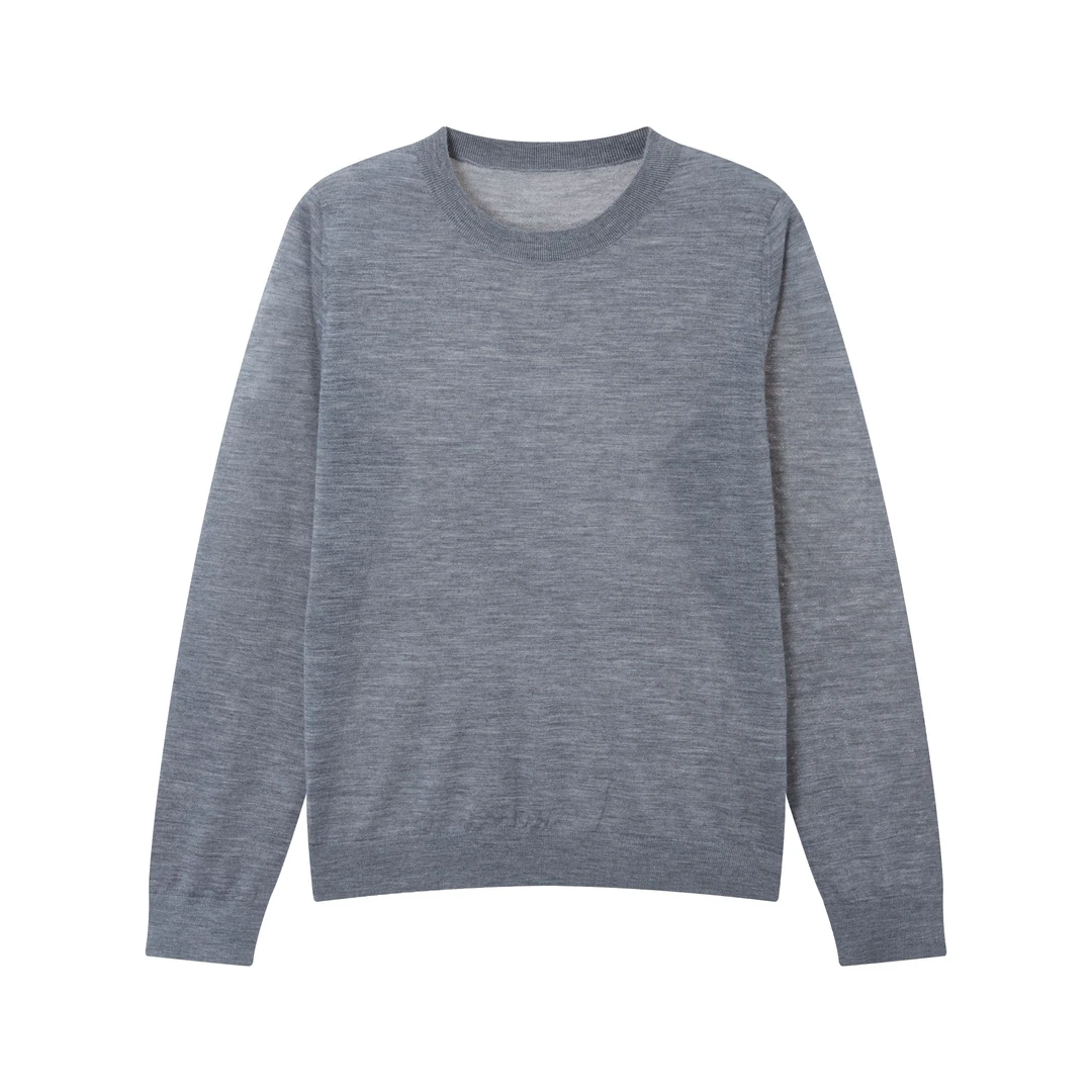 80支精纺圆领宽松基础百搭针织长袖羊绒衫BM00137