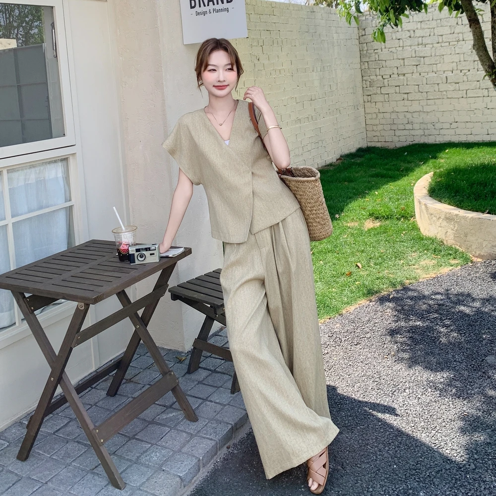 老钱风设计感短袖西装套装女夏季2025新款气质女生韩系ins衣服