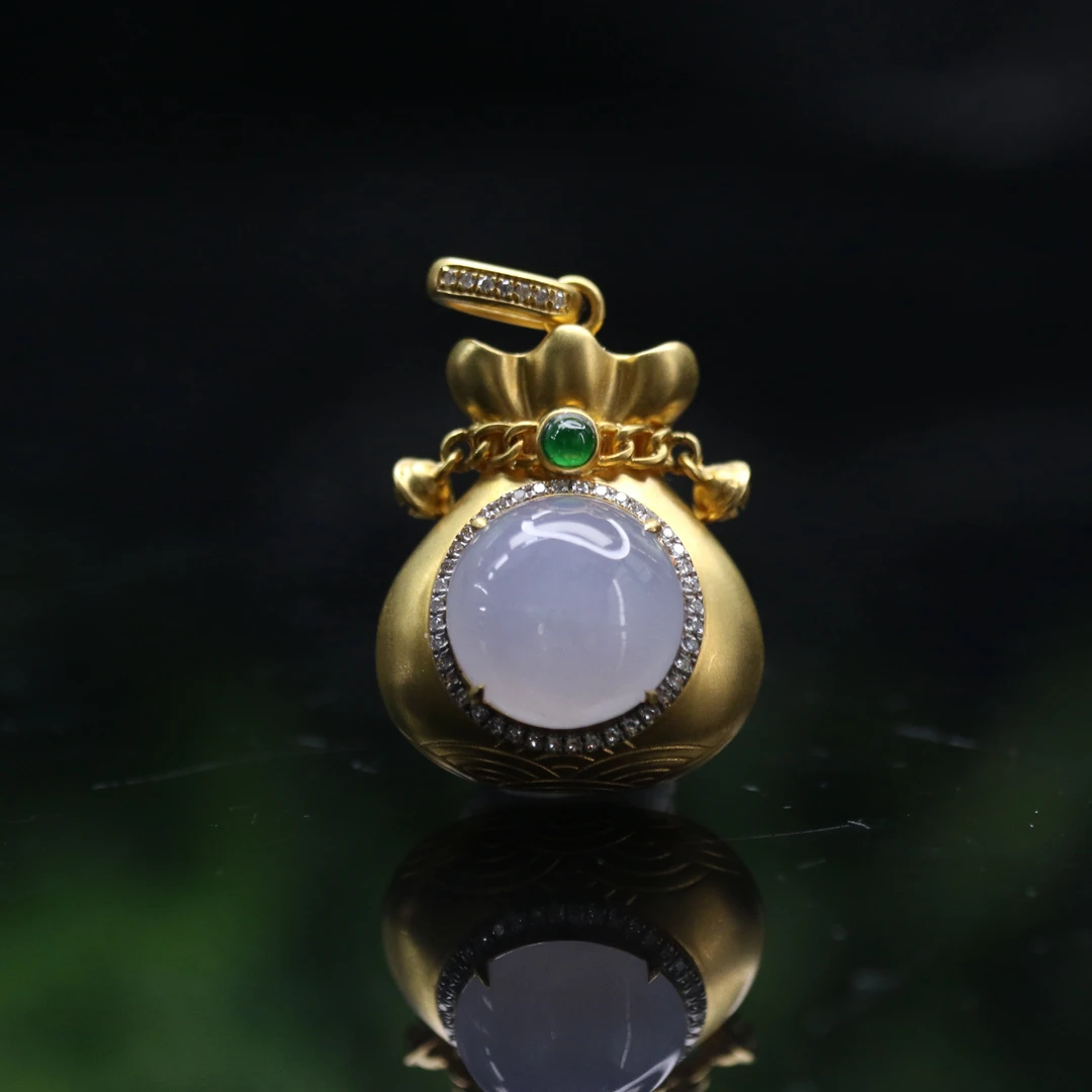 13天然缅甸翡翠A货18k紫蛋面吊坠/901217/上海嘉禾拍卖