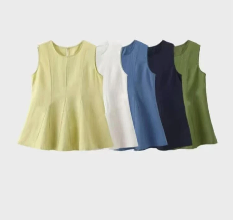 韩系文艺范荷叶边气质小衫通勤纯色显瘦时尚休闲百搭背心