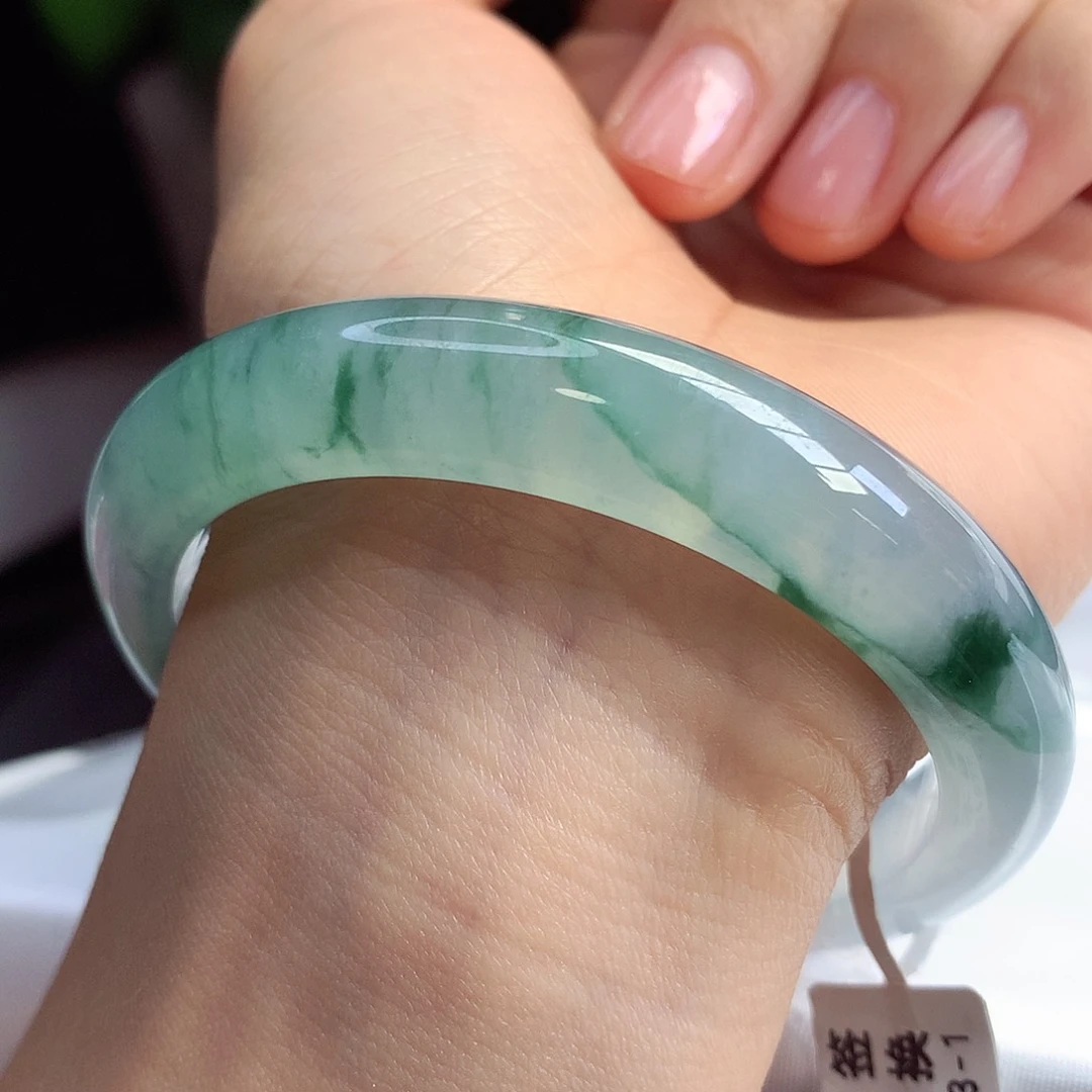 未镶嵌手镯翡翠55-56圈口完美冰飘花颜值担当11号