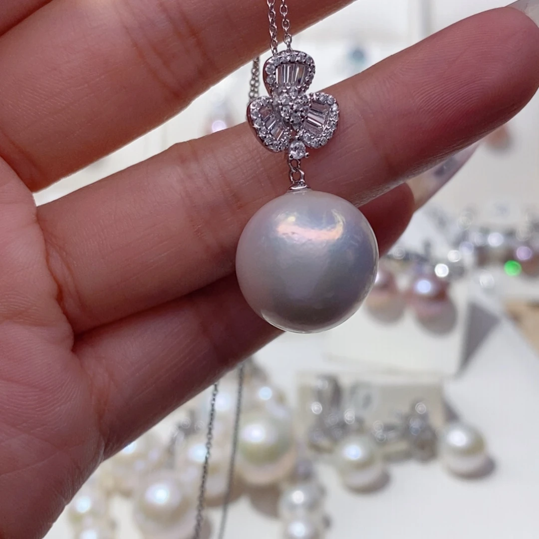 淡水珍珠银S925镶嵌吊坠(赠链)摩*陀