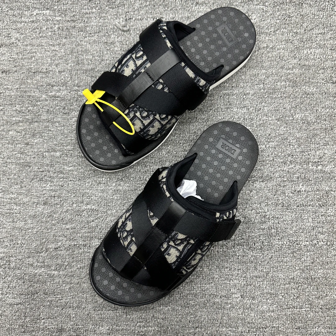 99新 DIOR/迪奥 41 dior 老花战术拖鞋 黑色99新