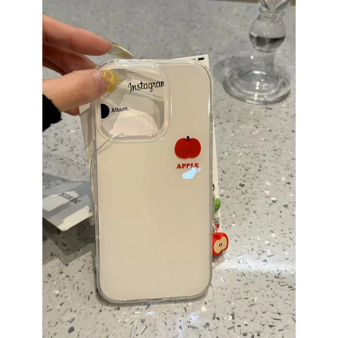 简约红苹果适用苹果13/15/16promax手机壳VIVO华为OPPO小米15女壳