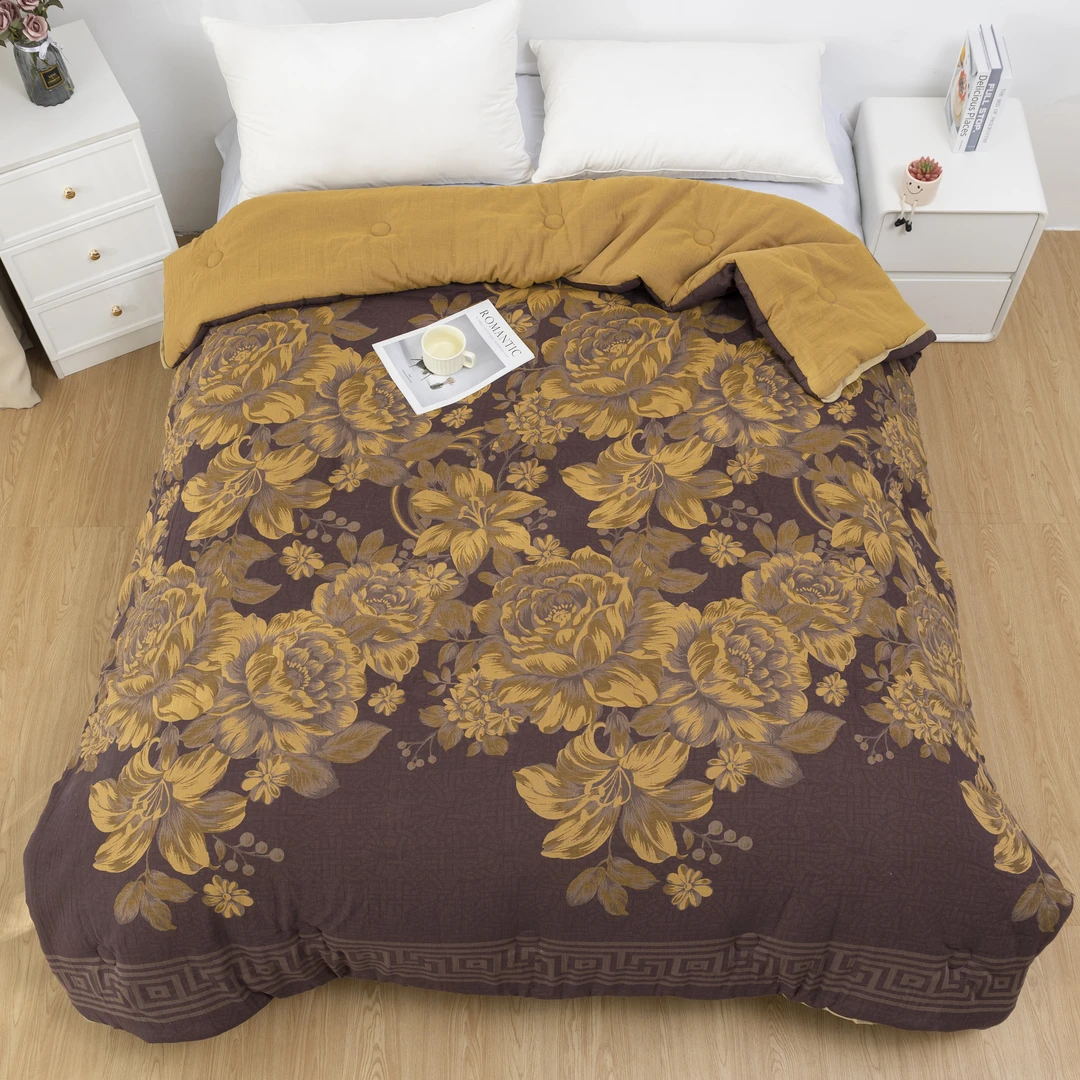 【百花似锦紫】2.0*2.3M独版金离子双层纱柔软亲肤保暖可机洗秋冬被