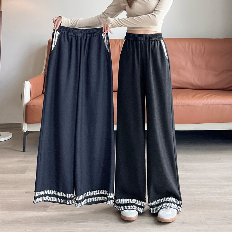 早秋上新木耳边软牛仔阔腿裤女春秋2025高腰显瘦直筒宽松休闲裤