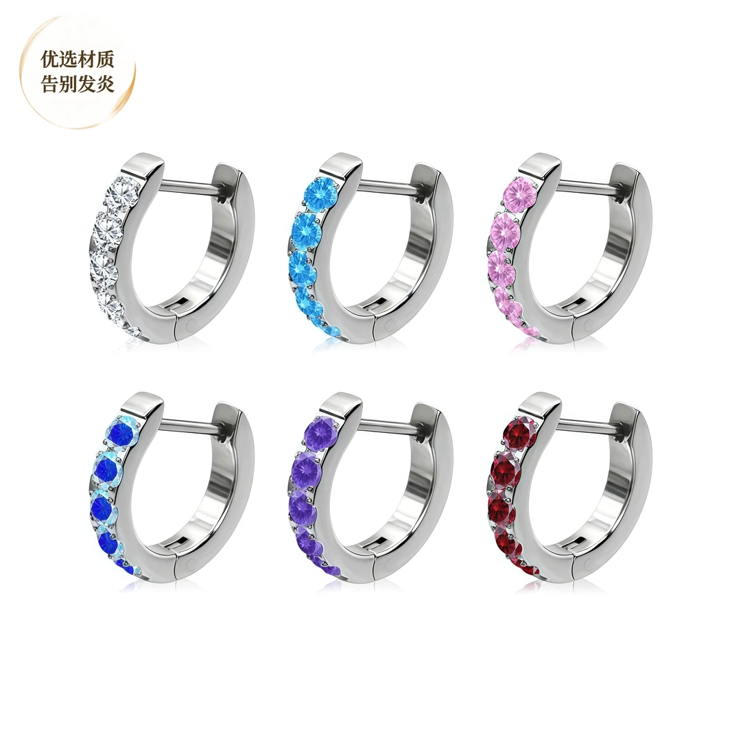 梵亚格 合金耳饰 F136钛合金养耳洞直针耳环高级轻奢免摘D型耳圈