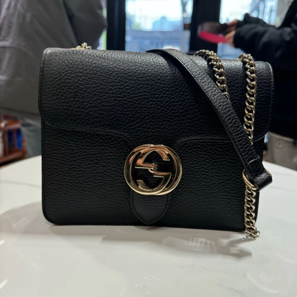 95新 GUCCI/古驰 实际98新接近99新Gucci黑色风琴包小号斜挎包