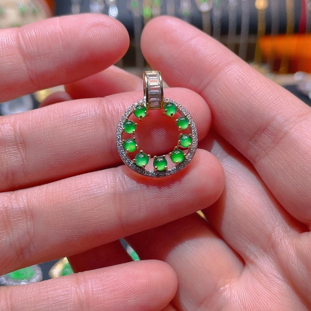 翡翠银S925镶嵌吊坠(不含链)