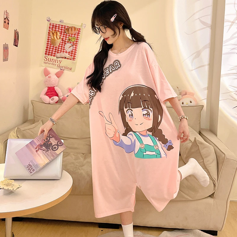 【一衣两穿】卡通睡衣女春夏季新款连体睡裙家居服