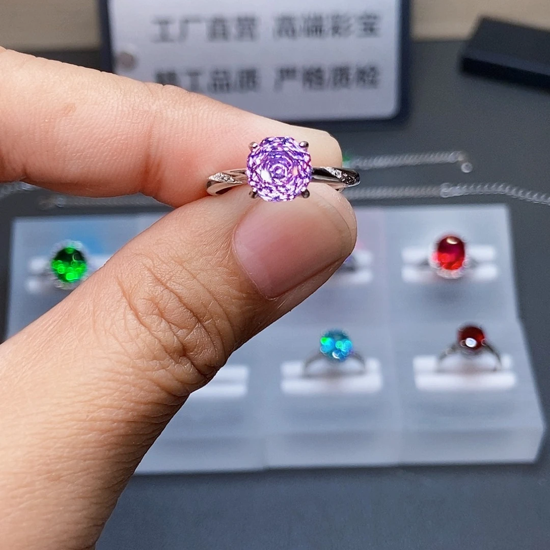 碧玺银S925镶嵌戒指