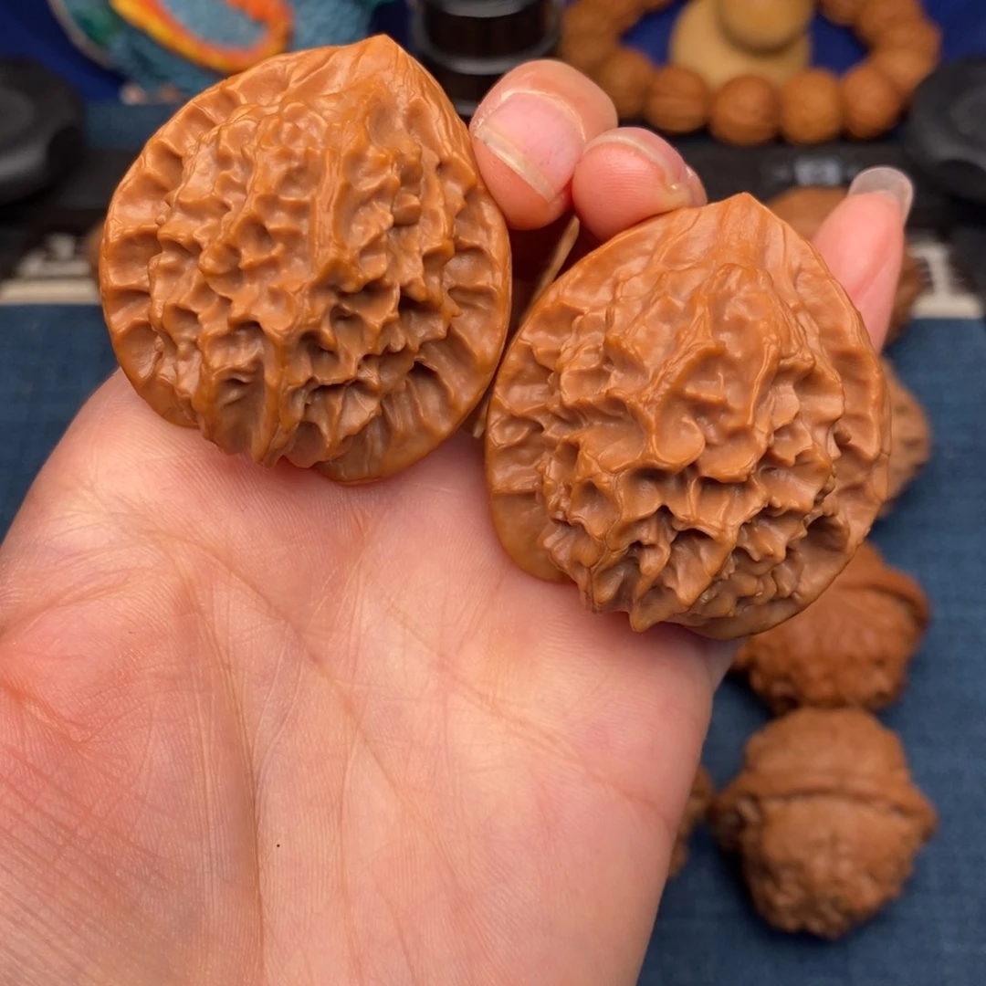 风***！文玩核桃把件40全品精配龙鳞