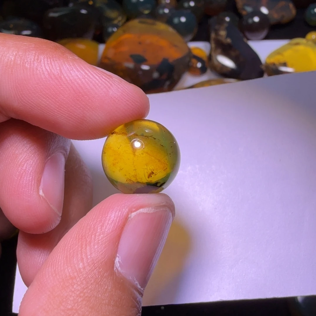 未镶嵌琥珀裸石8号  13.8mm单珠