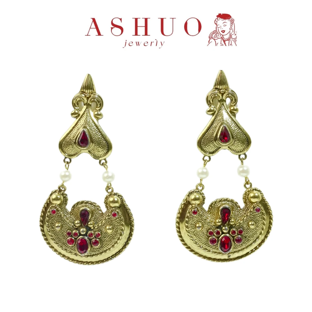 铜合金耳饰 阿烁中古 法产 a3553