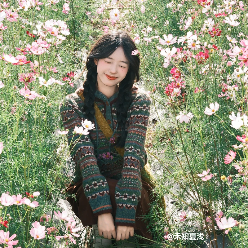 菀壹2025冬季新款慵懒复古费尔岛毛衣女羊毛针织衫上衣G04320451