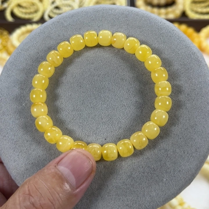 未镶嵌蜜蜡手串牛*罗纯天然俄料鸡油黄