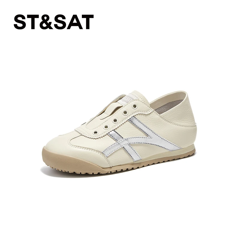 星期六德训鞋女款2025春季新款时尚潮流阿甘鞋舒适百搭平底小白鞋