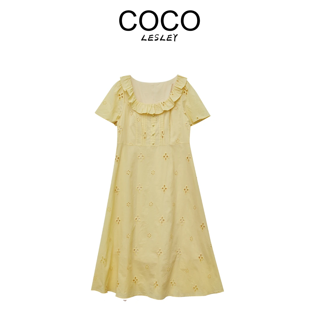 【COCO LESLEY】-运补-8-韩系甜美森系显瘦百搭刺绣连衣裙 1027