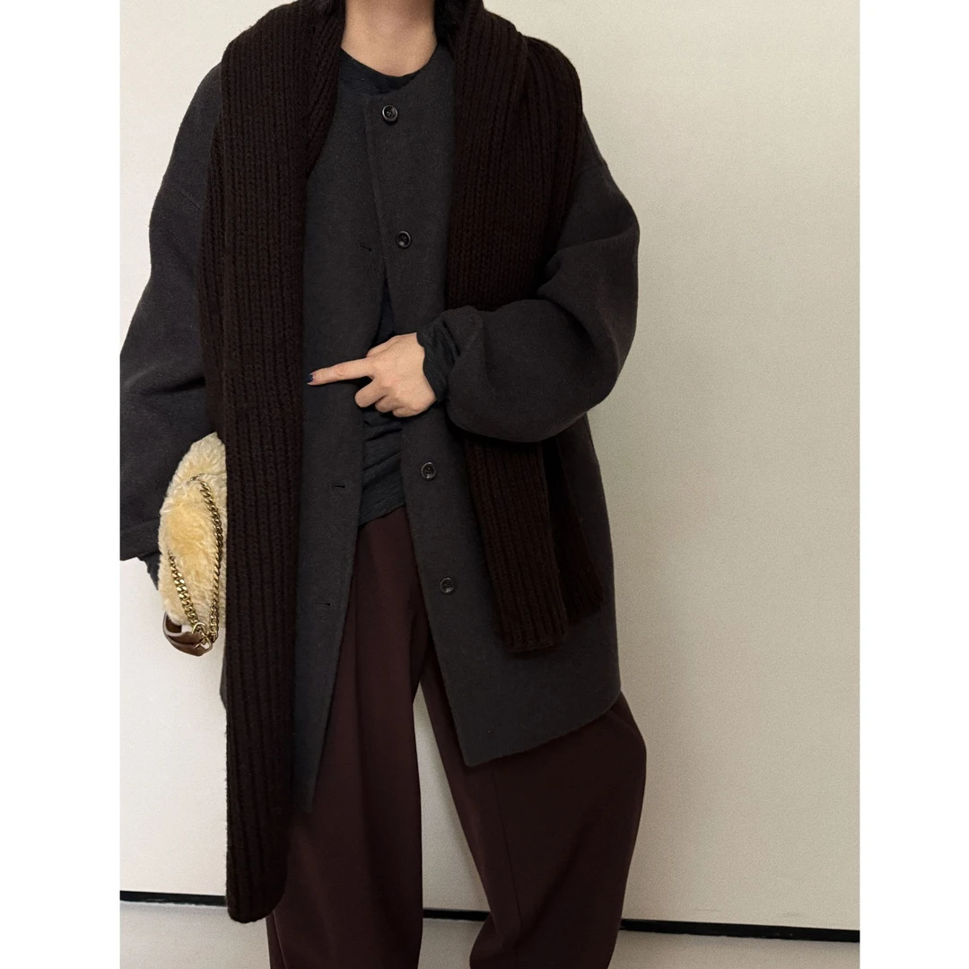 高端澳洲双面羊毛茧型大衣  J24W552